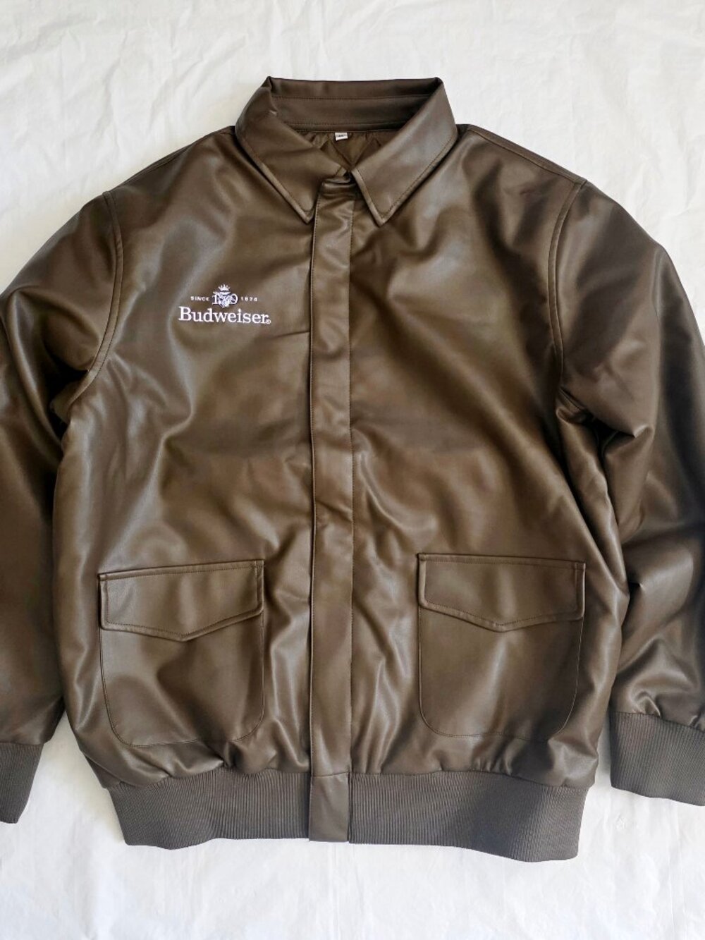 NEW Men's Budweiser Pleather Brown Jacket, XL